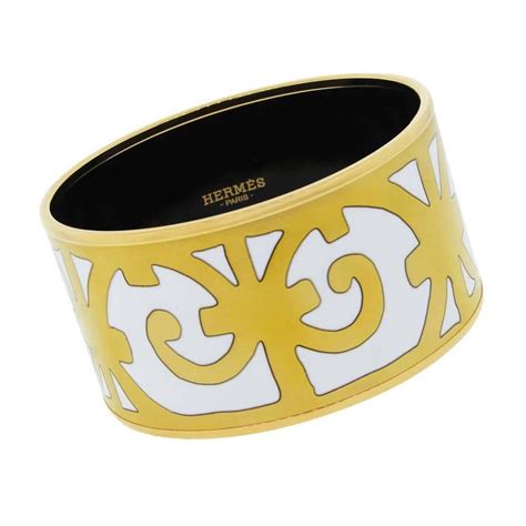 hermes h enamel bracelet white|Hermes extra wide enamel bracelet.